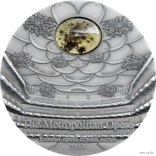 Палау 10 долларов 2015г. "Метрополитен опера, Нью-йорк". Монета в капсуле; сертификат. СЕРЕБРО 62,20гр.(2 oz).