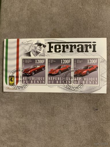Бенин 2015. Автомобили Ferrari. Малый лист