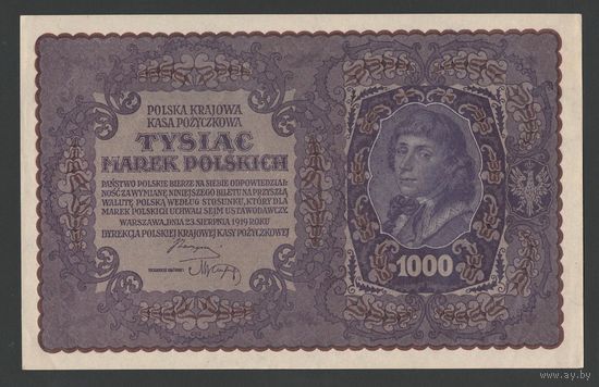 Польша 1000 марок 1919 года. Серия II F. Тип P-29(2). Состояние UNC-