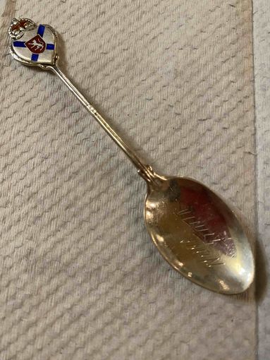 Серебряная кофейная ложечка в эмалях, 9 г.