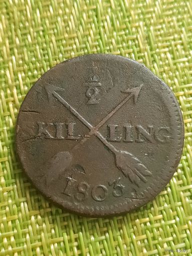 Швеция королевство 1/2 скиллинга 1803 г