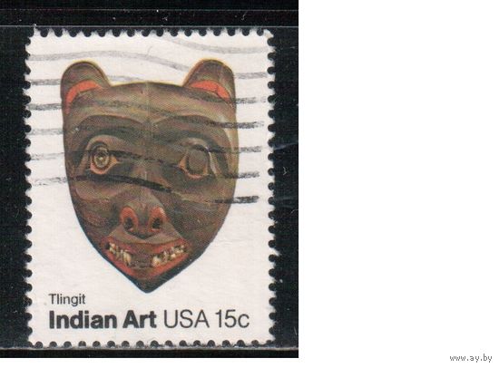 США-1980, (Мих.1443) , гаш. , Искусство индейцев, Маски,