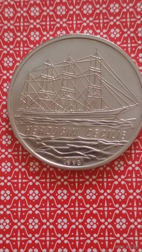 Конго 100 франков 1993 парусник Герцогиня Сесилия