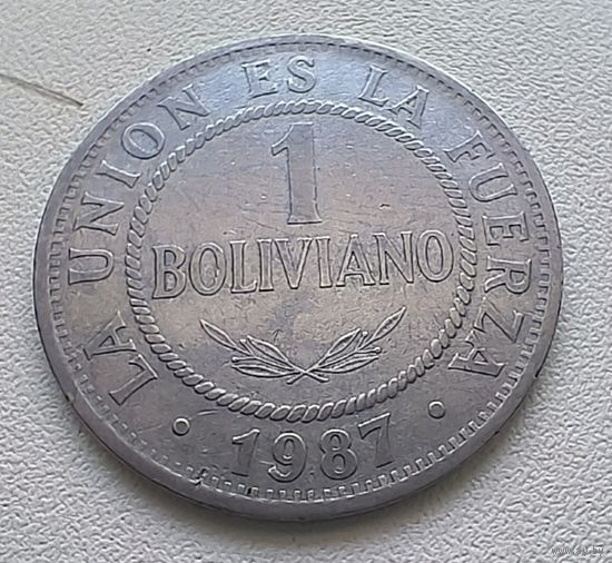 Боливия 1 боливиано, 1987 5-7-3