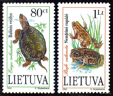 Литва. 1993 г. Пресмыкающиеся из Красной книги Фауна Литвы **