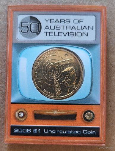 Австралия 1 доллар, 2006 г., 50 лет австралийскому телевидению, отметка "В", KM# 805