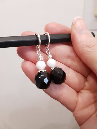 Серьги из граненого стекла Чехия, сталь