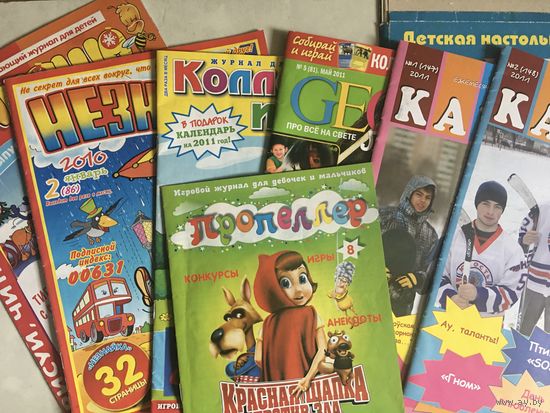 Детские познавательно- развлекательные журналы и Настольная игра лото в мире птиц 2001 г Сканворды головоломки конкурсы игры журналы Незнайка умняша качели пропеллер коллекции идей пираты