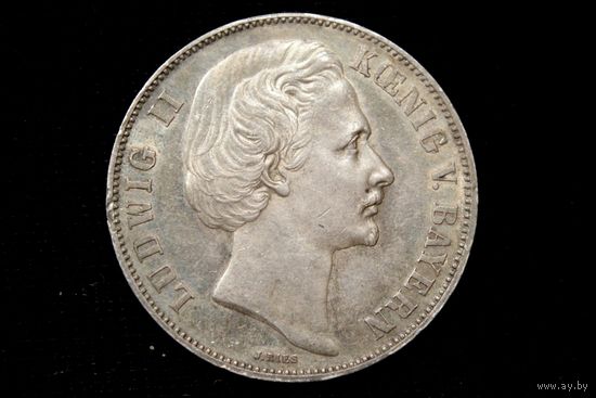 Талер 1871 г. Бавария (Германия), Людвиг II. "Победа Германии во Франко-прусской войне". Кабинетная патина, пореже!