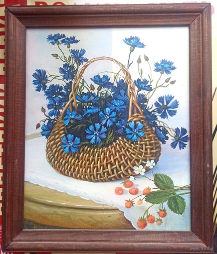 Цветы. Картина СССР. Советский период или 90-е. 28 x 34 см