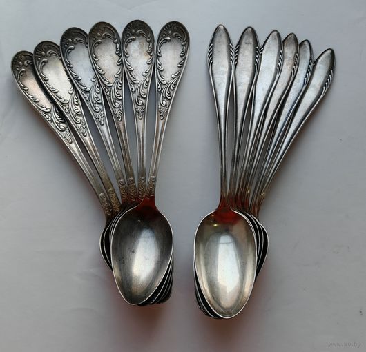 Ложка Столовая мельхиор МНЦ. СССР/ Ложка Столовая мельхиор Alekto Ms Германия. Одним лотом 2 комплекта по 6 шт. С рубля