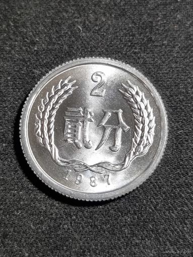 Китай 2 цзяо 1987 Unc