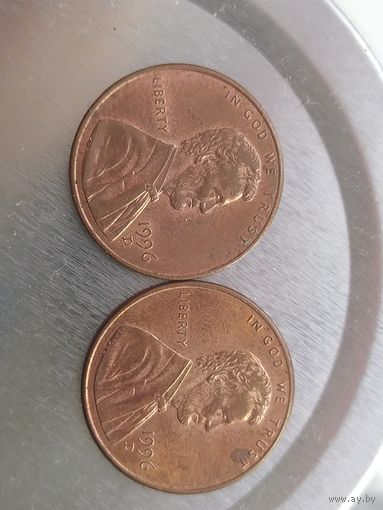 1 цент США 1996 года  буква D лот 6