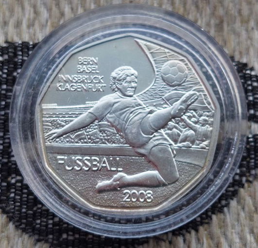 Австрия 5 евро 2008 года, Proof. Футбол. Серебро! Предложи свою цену или обмен!