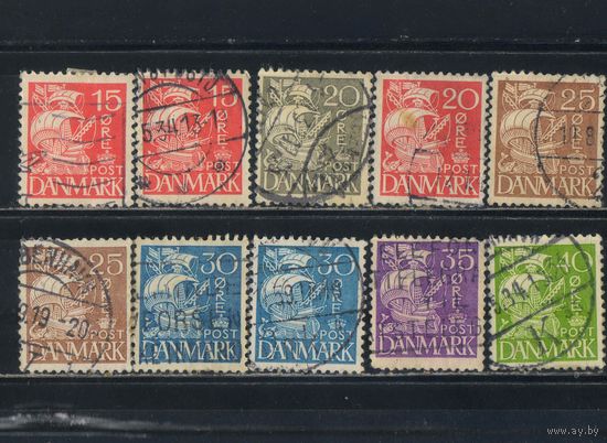 Дания 1933-40 Каравелла Квадратный фон Стандарт #202-3,206-9,262