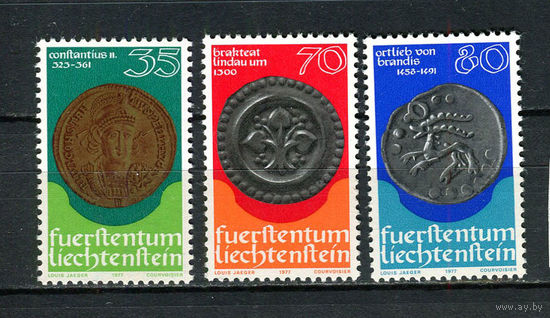 Лихтенштейн - 1977 - Монеты - [Mi. 677-679] - полная серия - 3 марки. MNH.  (Лот 159BR)