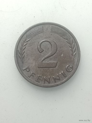 ФРГ 2 пфеннига 1966 года . J