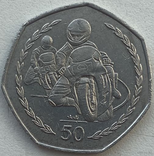 Остров Мэн 50 пенсов 1997 г. Мотогонки