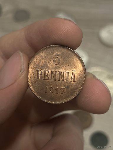 5 пенни 1917 UNC яркий шб!
