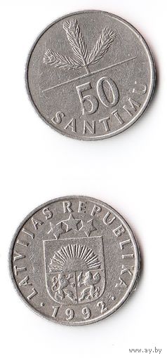 50 сантимов Латвия 1992 год