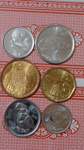 Фиджи набор монет 2012-2014. 5,10,20,50,1,2 доллара