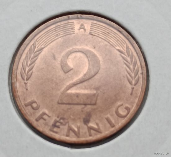 Германия. 2 пфенига 1991 года. А.