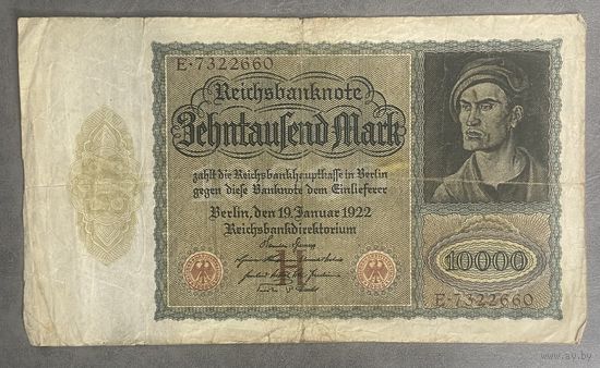 Банкнота 10000 марок 1922 год. Веймарская республика.