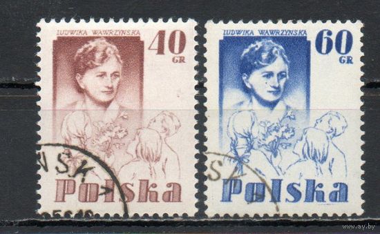 Л. Вавжинская (спасла детей из горящего дома ценой своей жизни) Польша 1956 год серия из 2-х марок