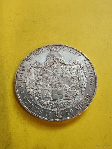 2 талера 1842. Супер монета. Редкая. СМОТРИТЕ ДР. МОИ ЛОТЫ.