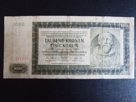 Чехословакия Богемия и Моравия 1000 крон 1942 года
