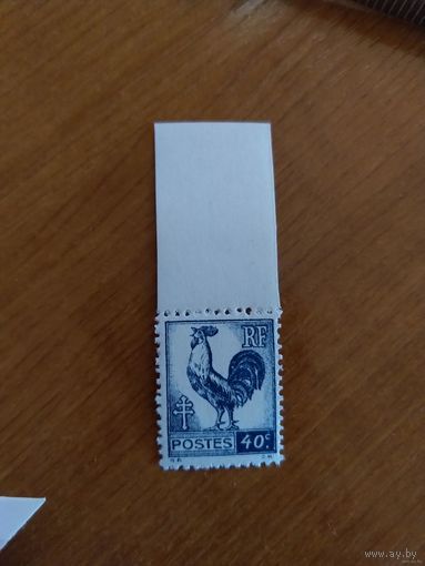 1944 Франция чистая оригинальный клей MNH** фауна птицы Гальский петух герб (5-1)