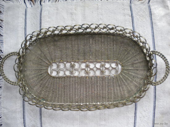 Корзинка плетеная из мельхиора , СССР