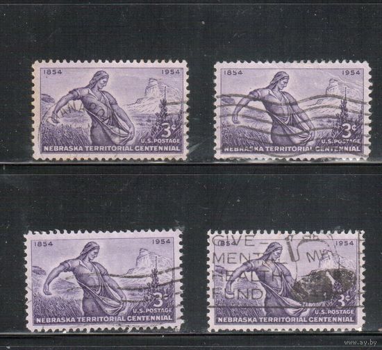 США-1954, (Мих.676), гаш.  , Небраска, (одиночка),цена за 1 м на выбор