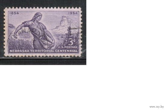 США-1954, (Мих.676), гаш.  , Небраска, (одиночка),