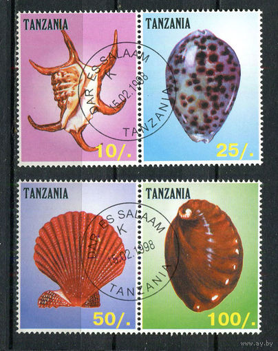 Танзания - 1998 - Ракушки и моллюски - 2 сцепки - 4 марки. Гашеные.  (LOT HB37)-T10P26