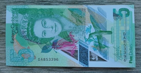 Werty71 Восточные Карибы 5 долларов 2021 UNC банкнота Карибские острова