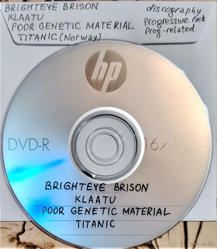 DVD MP3 BRIGHTEYE BRISON, KLAATU, POOR GENETIC MATERIAL, TITANIC (Norway) полная дискография (Progressive rock, Psychedelic rock, Pop-rock, Art-rock, Space rock, Prog related) - 1 DVD