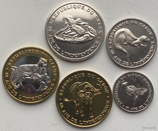 Габон 50, 100, 250, 500, 1000 франков 2020 г. 60 лет Независимости. Набор 5 монет