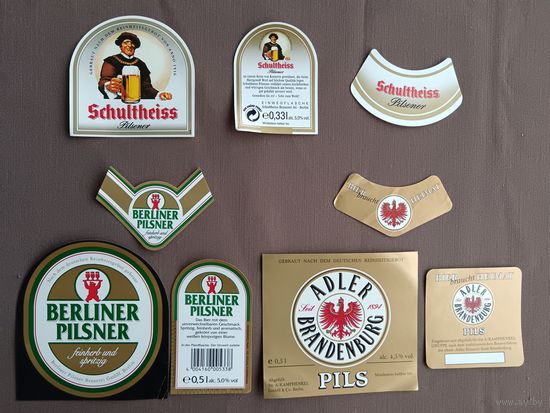 Немецкие пивные этикетки, цена за один комплект из трёх этикеток, в наличии 3 комплекта, см. описание лота, ю-924 (3537)