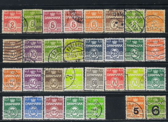 Дания 1933-90 Вып Корона Номинал Стандарт #196,198-9,201,233,244,246,253,258-60,328,332,358,456,512,525,556,572, 621,648,656,679,718,744,745,774,775,822,952,963-4