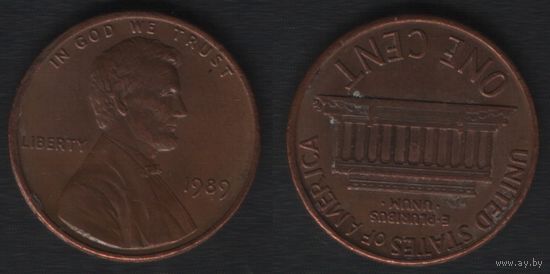 США km201b 1 цент 1989 год (-) (_5 ТОРГ ЛЮБОЙ