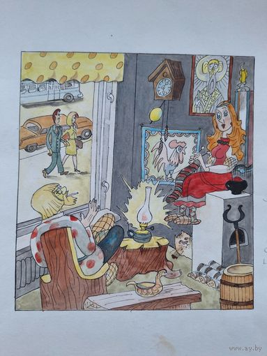 Карикатура для журнала "Крокодил" 1985г. худ. Г.И.Ясинский.