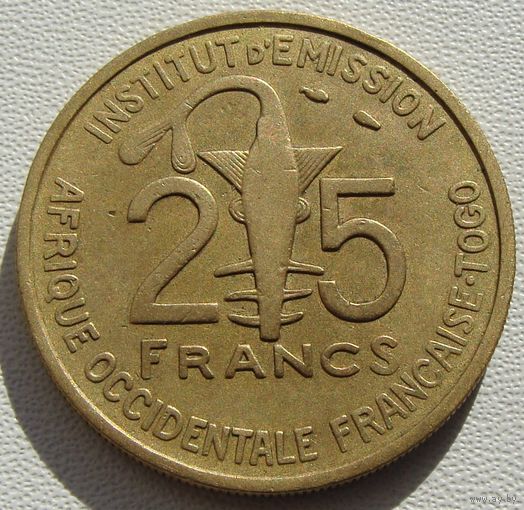 Французская Западная Африка "Того"  25 франков 1957 год KM#9   Тираж: 30.000.000 шт