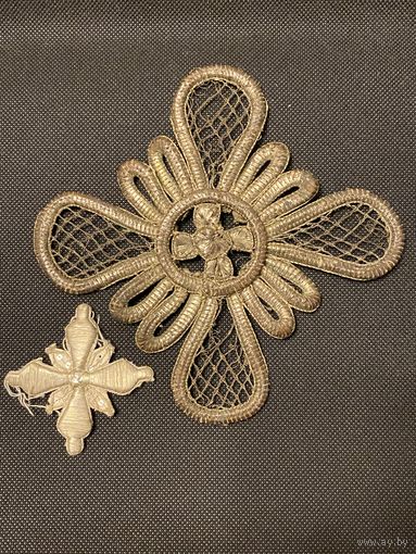 Крест. Церковное шитьё. Серебро. 19 век. Царская Россия.