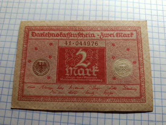 Германия 2 марки. Красная печать.  (16)