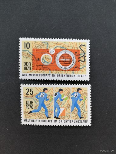 ГДР 1970 Полная серия марок "Чемпионат мира по ориентированию" (чистые**) марки Mi.1605-1606 каталог 1.60 евро