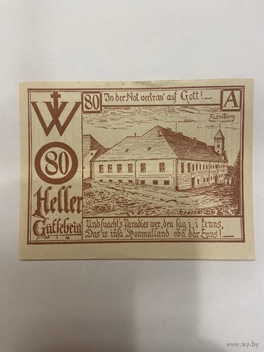 Австрия 80 геллеров нотгельд Эйденберг - 2101
