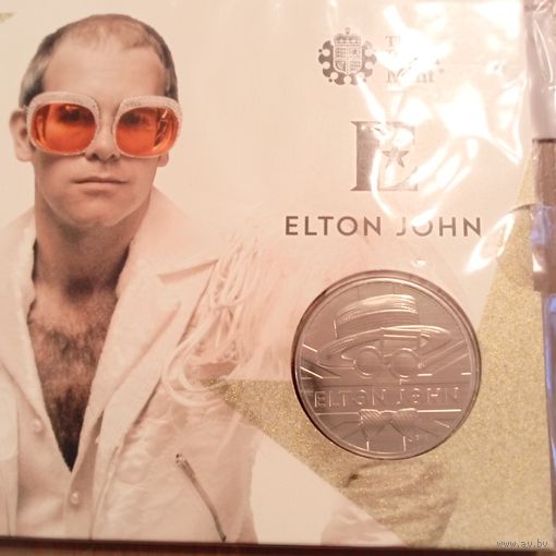 Великобритания 5 фунтов 2020. Легенды музыки. Elton John. В буклете