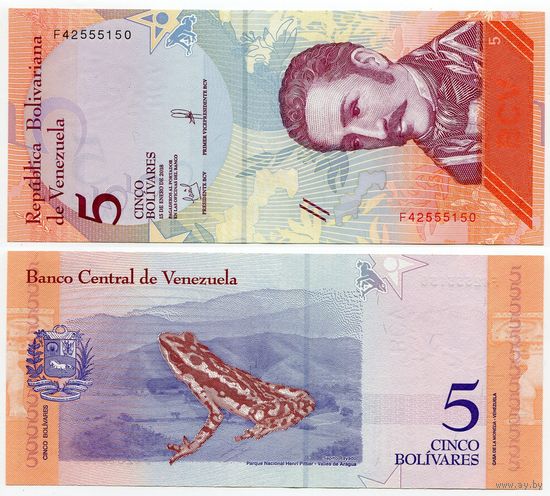 Венесуэла. 5 боливаров (образца 2018 года, P102, UNC)