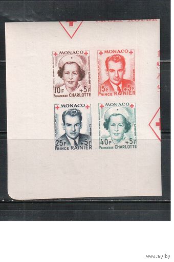 Монако-1949(Мих.397В-400В)  ** , Медицина, Красный Крест, Принц и Принцесса(1)